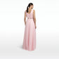 Enrica Barely Pink Long Dress With Embroidered Belt