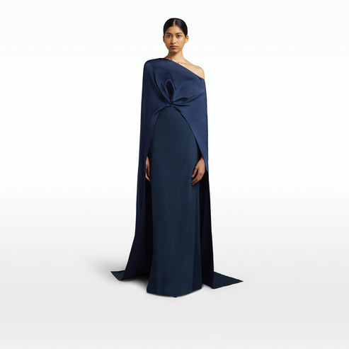 Cadenza Ink Blue Long Dress – Safiyaa London