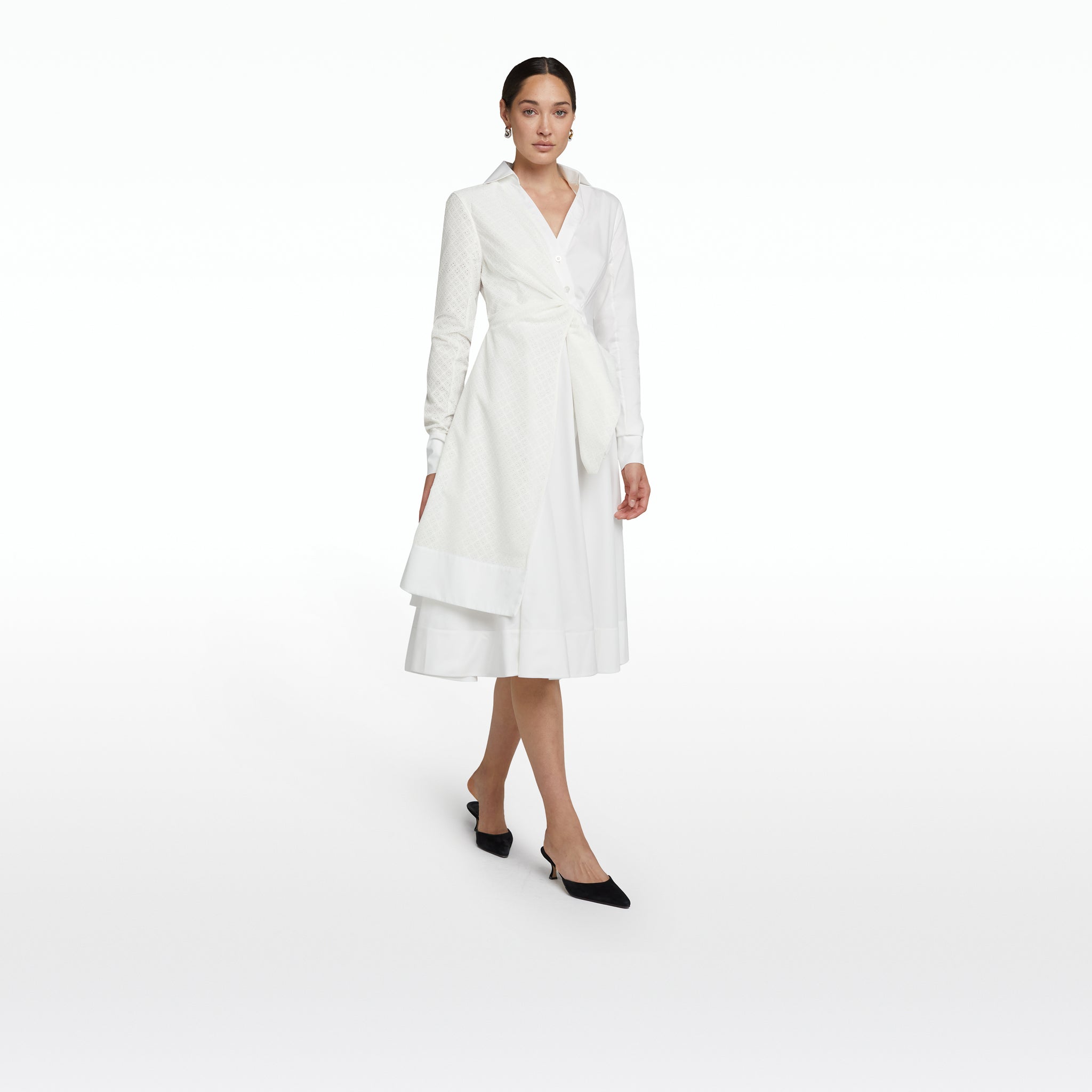 Asteria Ivory Cotton Midi Dress