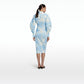 Oriana Pale Blue & White Midi Dress