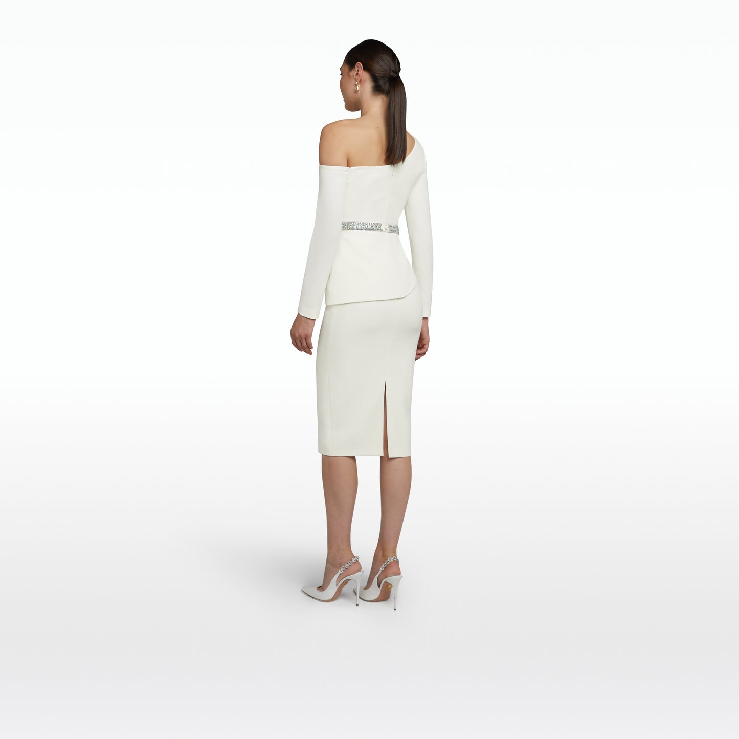 Aime Ivory Top With Embroidered Belt
