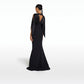 Amina Black Long Dress With Embroidered Belt