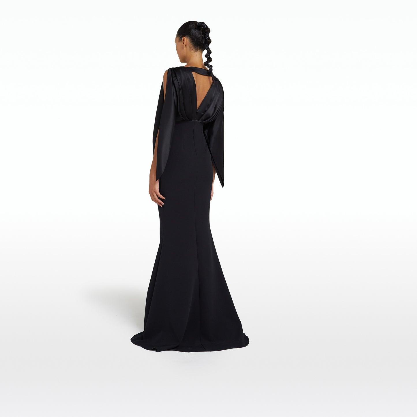 Amina Black Long Dress With Embroidered Belt