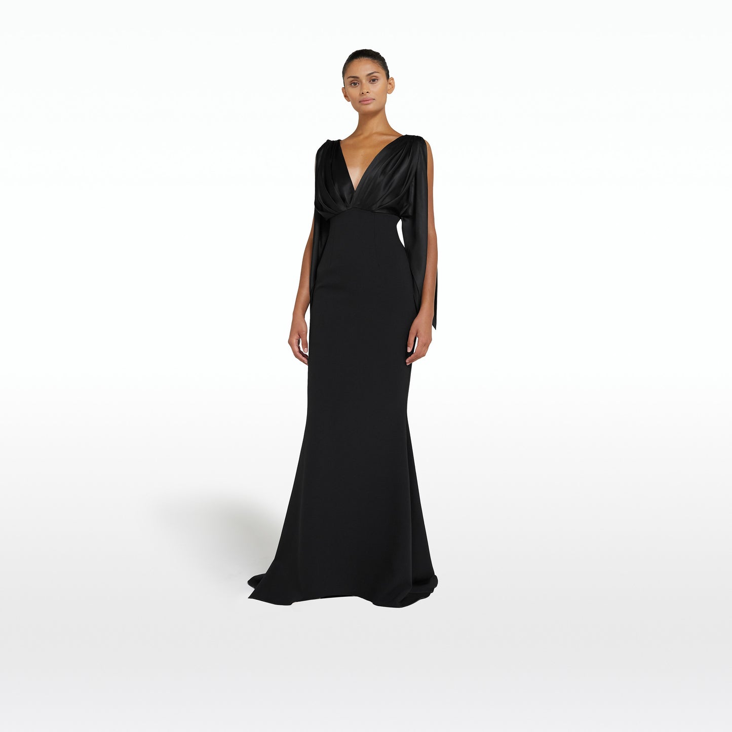 Amina Black Long Dress With Embroidered Belt