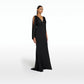 Amina Black Long Dress With Embroidered Belt