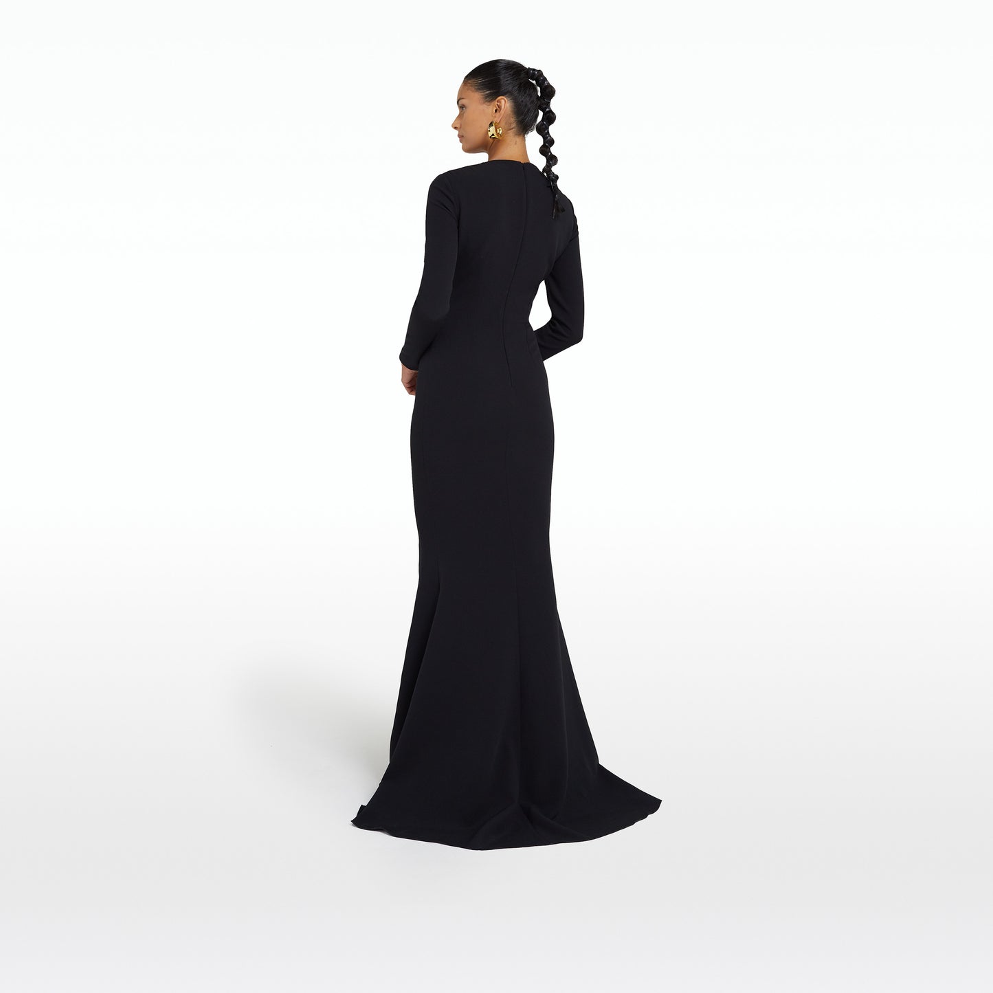 Petal Black Long Dress