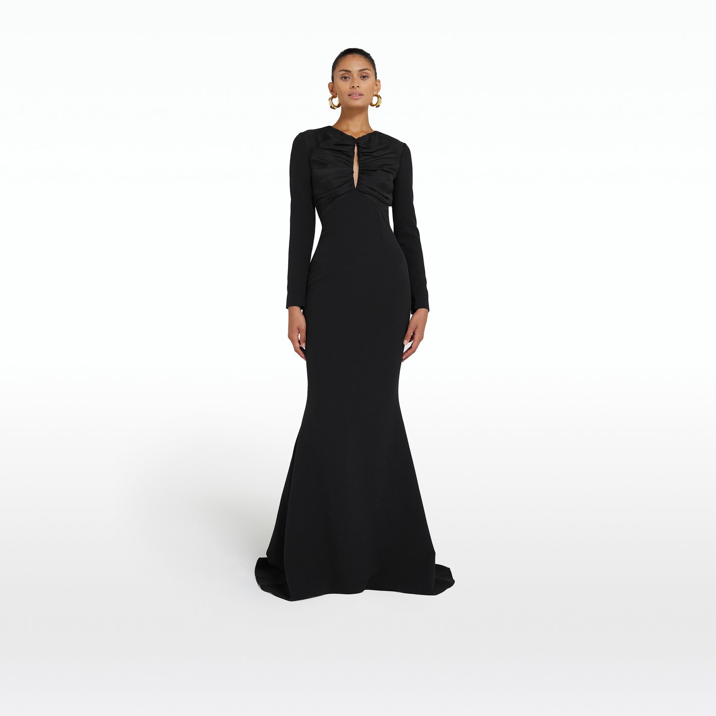 Petal Black Long Dress