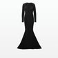 Petal Black Long Dress