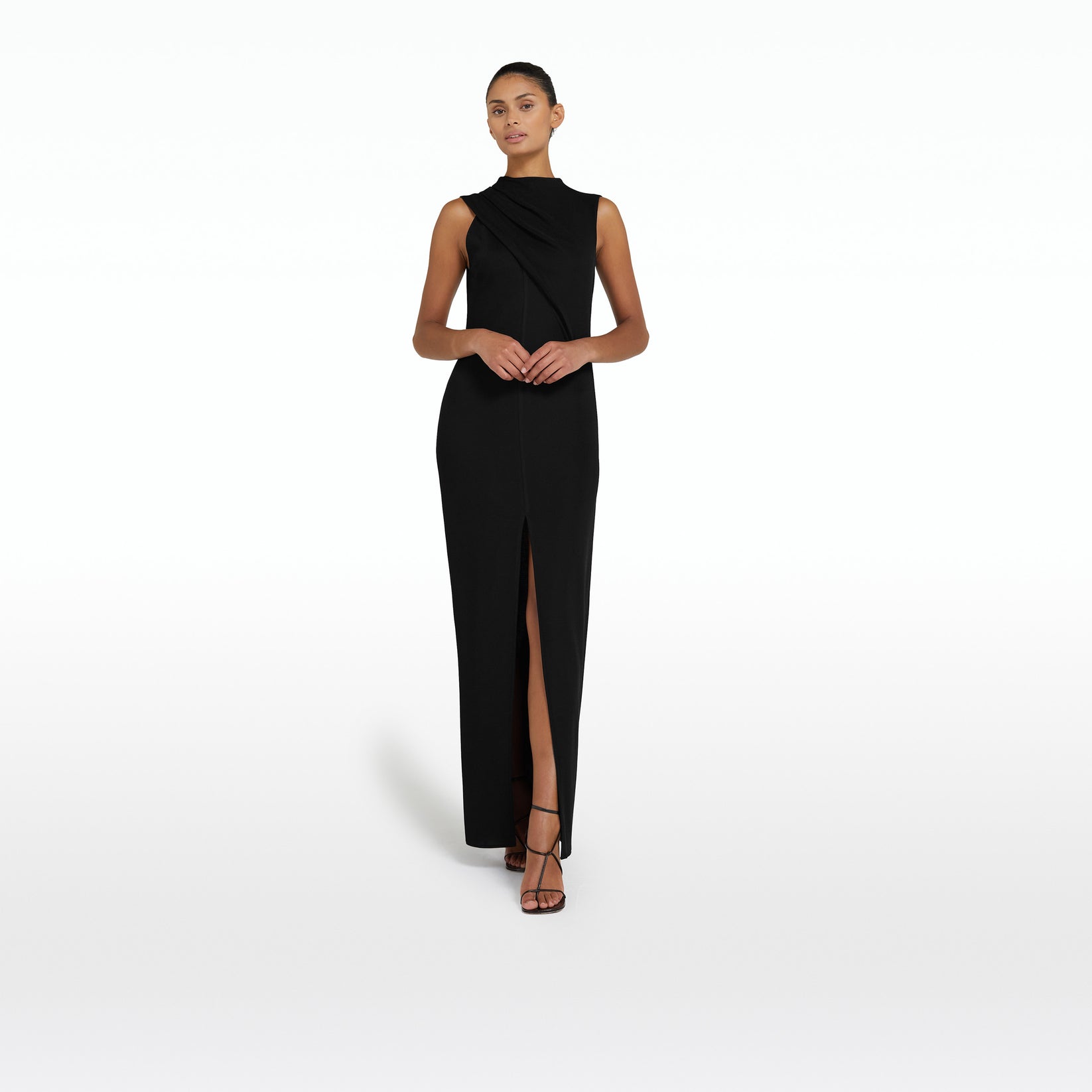 Iris Black Long Dress – Safiyaa London