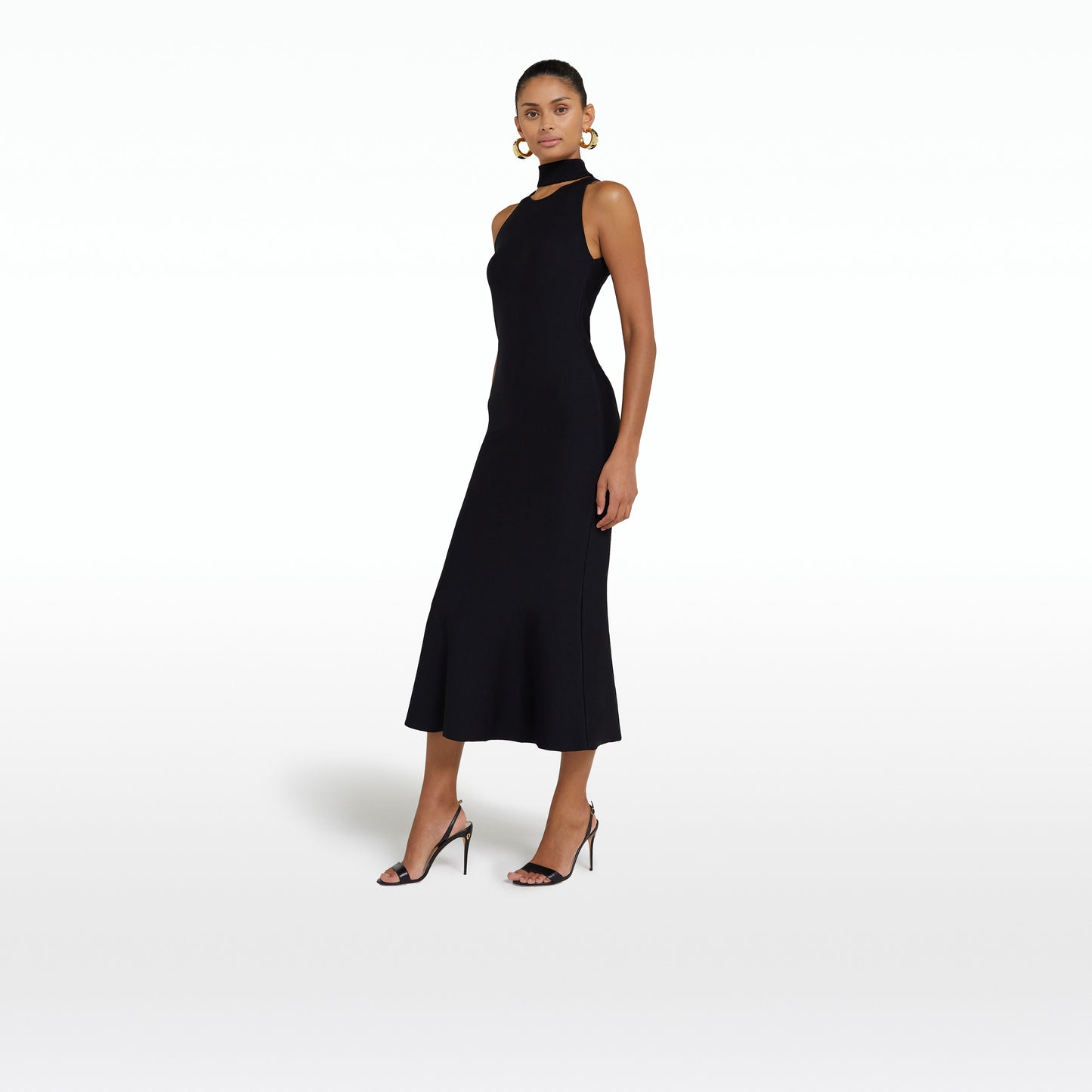 Chasca Black Knit Midi Dress