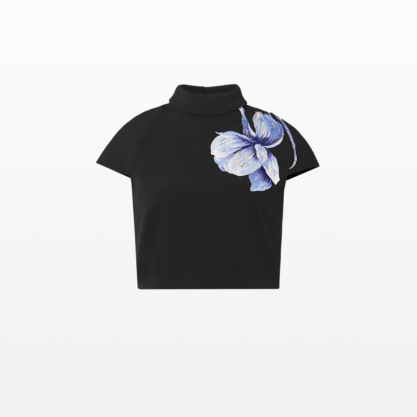 Orchid Embroidered Black Top