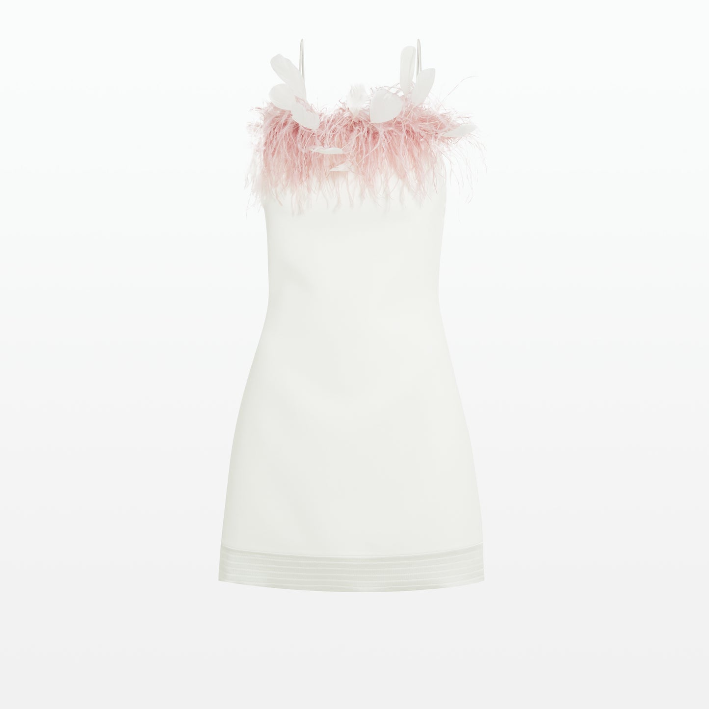 Molly Ivory Feather-Trimmed Short Dress