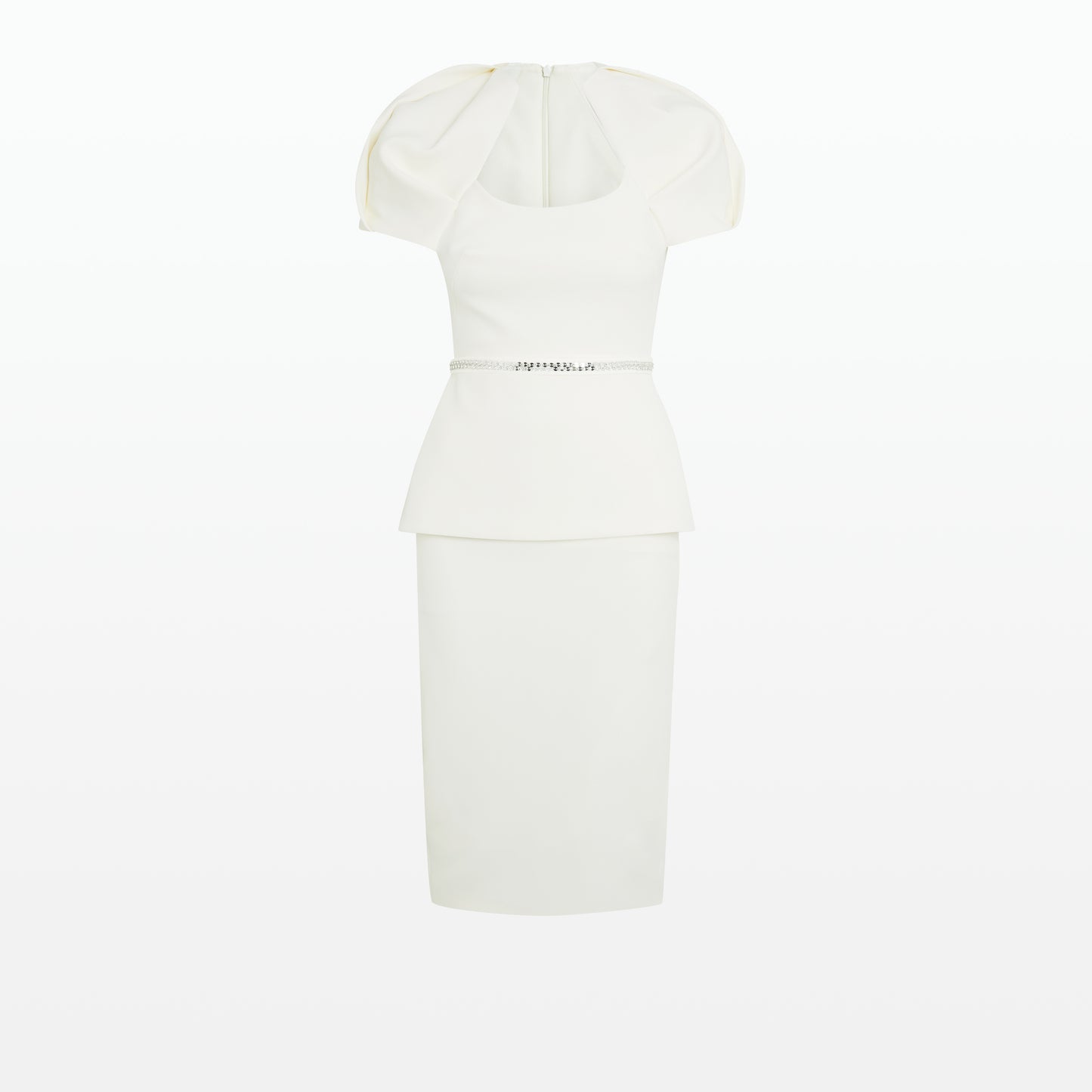 Briante Ivory Midi Dress With Embroidered Belt