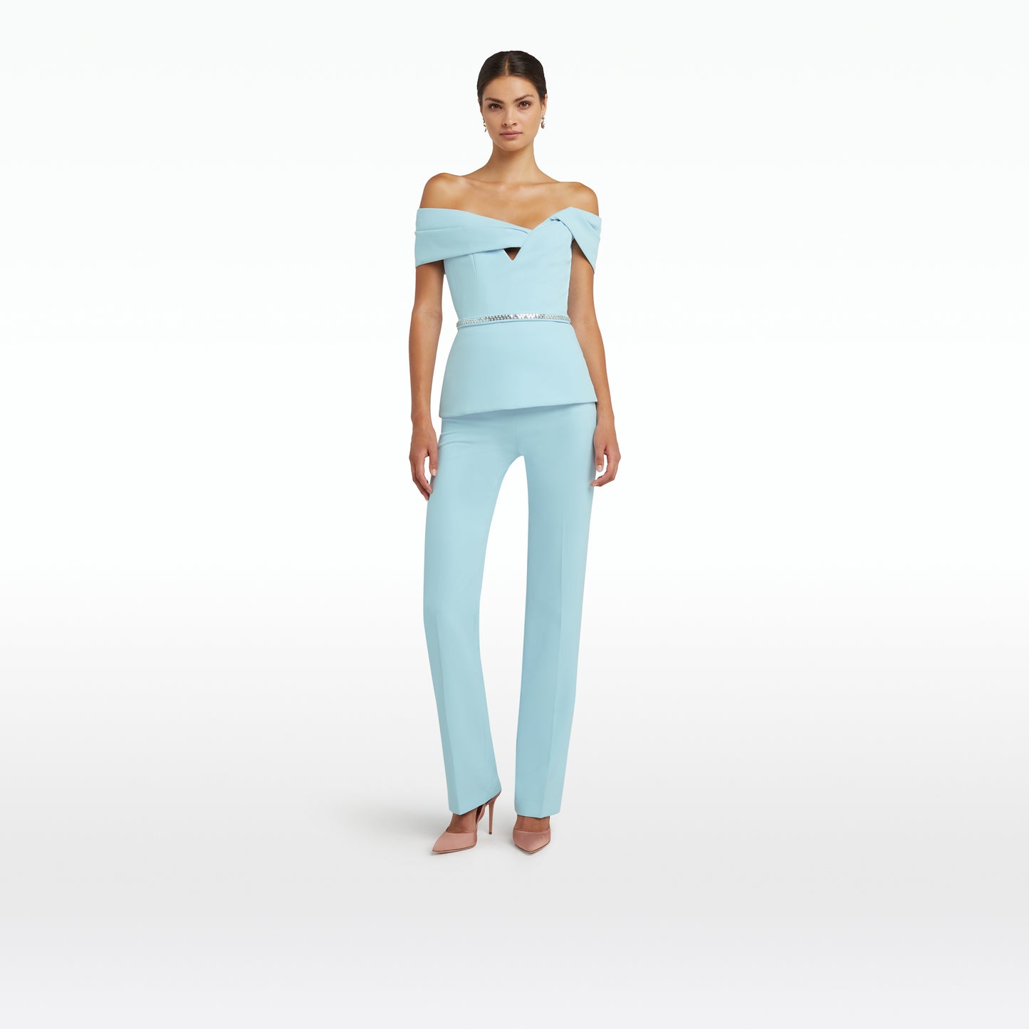 Everleigh Baby Blue Top With Embroidered Belt